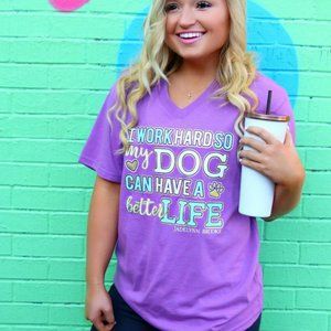 NWT! NEW JADELYNN BROOKE I WORK HARD SO MY DOG CAN HAVE A BETTER LIFE T-SHIRT XS